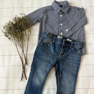 Oshkosh B'gosh 12M Light Wash Skinny Jeans and Nautica 12M Navy Blue Button Down